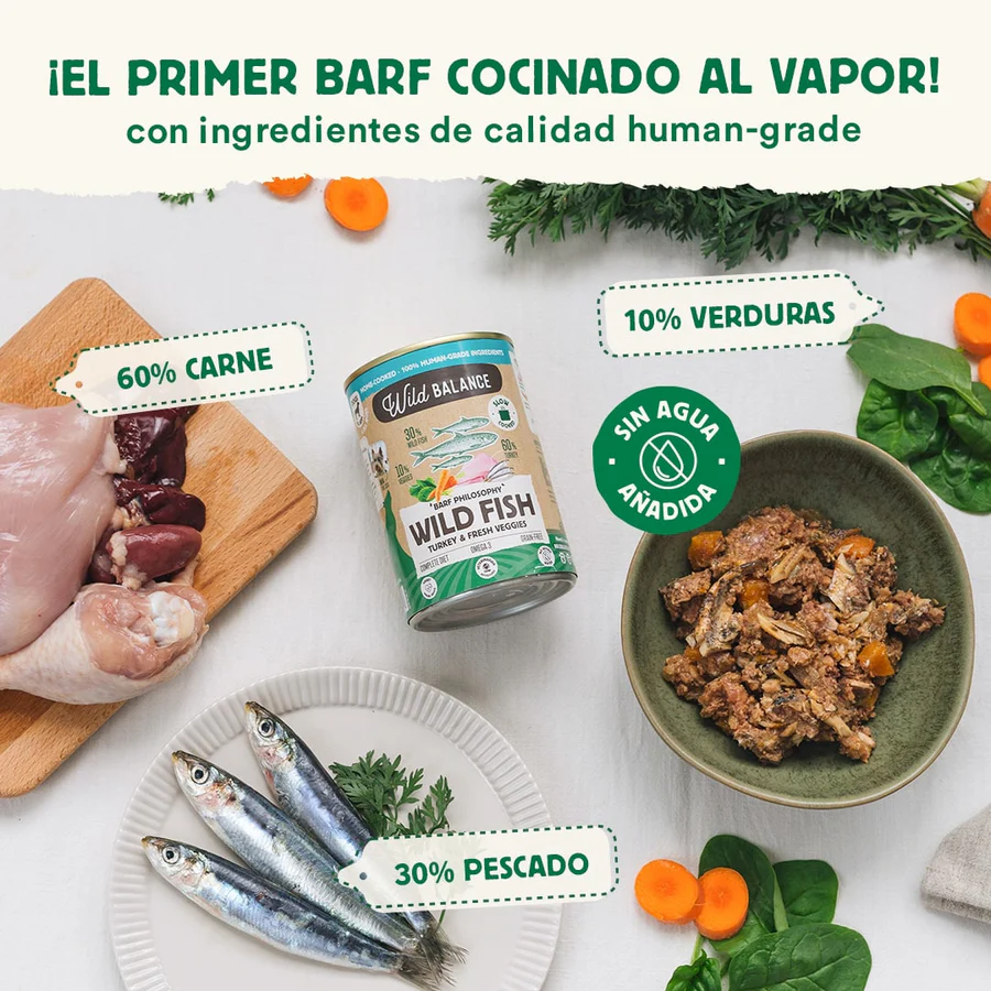Wild Balance Lata de pavo y espadines para perros 400 g